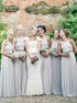 Grey Floor Length Sleeveless Bridesmaid Dress with Beading LBQB0019